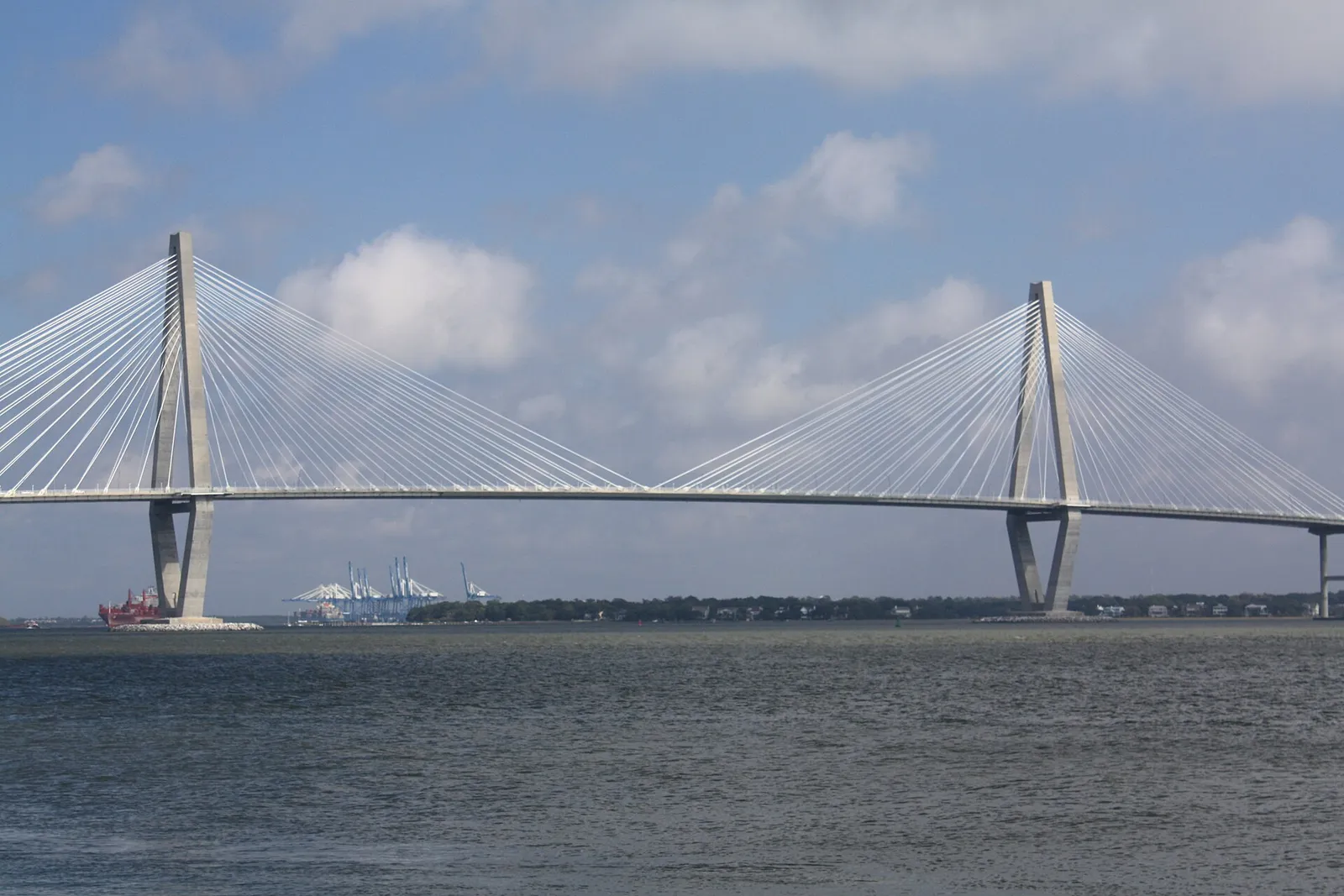 The Arthur Ravenel Jr. Bridge carries U.S. 17 over the Cooper River between Mount Pleasant and Charleston.