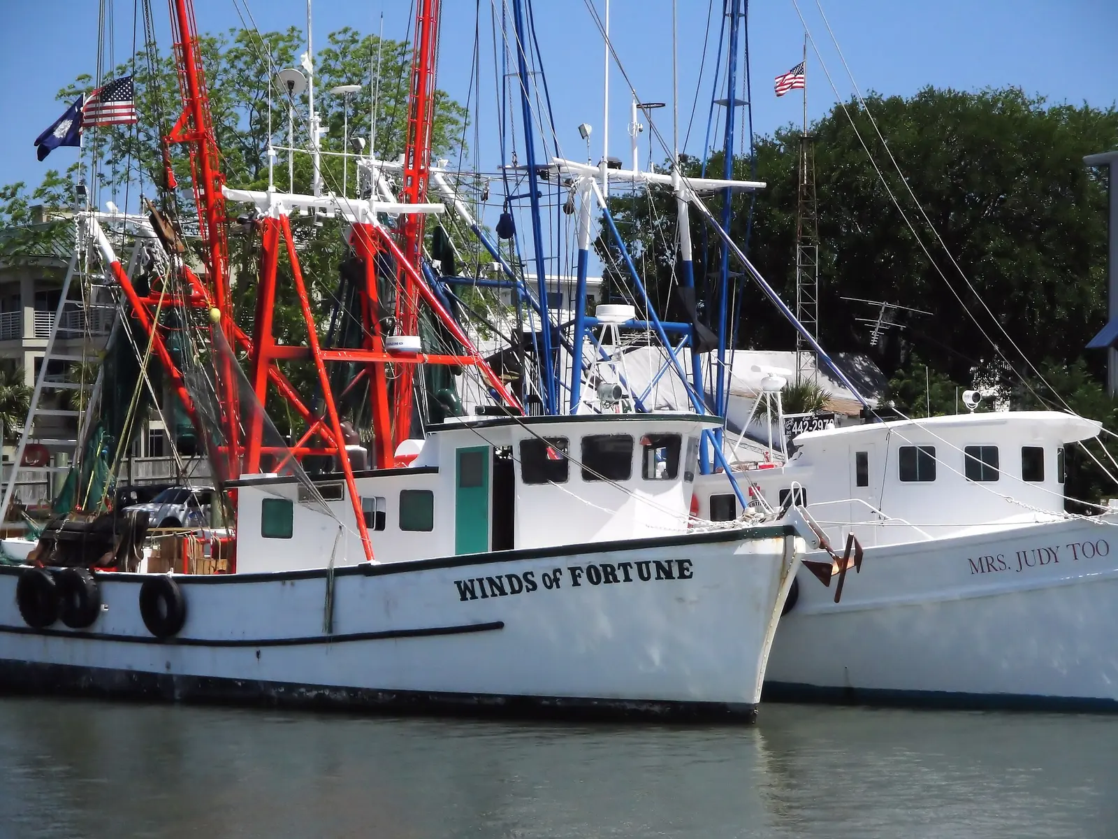 Shrimp boats tied up along Shem Creek in Mount Pleasant, home to several of the town's New Year's Eve parties.