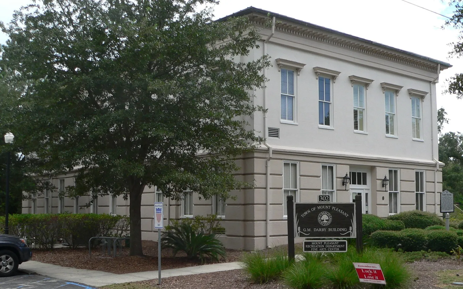 The G. McGrath Darby Building on Pitt Street, a former Berkeley County courthouse now used by the Town of Mount Pleasant.