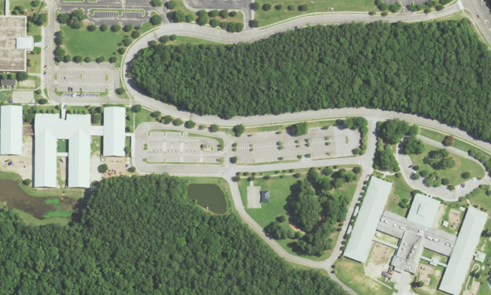 Charles Pinckney Elementary, left, and Laurel Hill Primary, right, on Thomas Cario Boulevard in Mount Pleasant, seen from the air