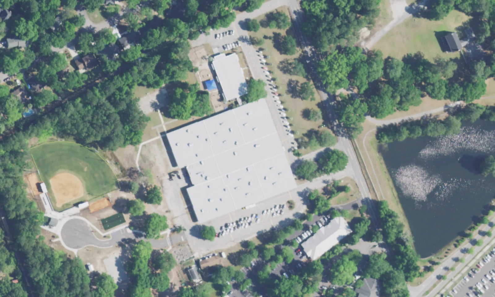 James B. Edwards Elementary School's campus on Von Kolnitz Road in Mount Pleasant, seen from the air