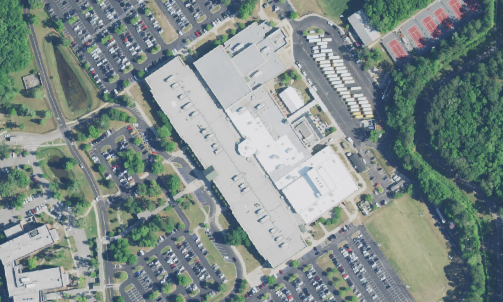 Wando High School's campus on Warrior Way in Mount Pleasant, seen from the air